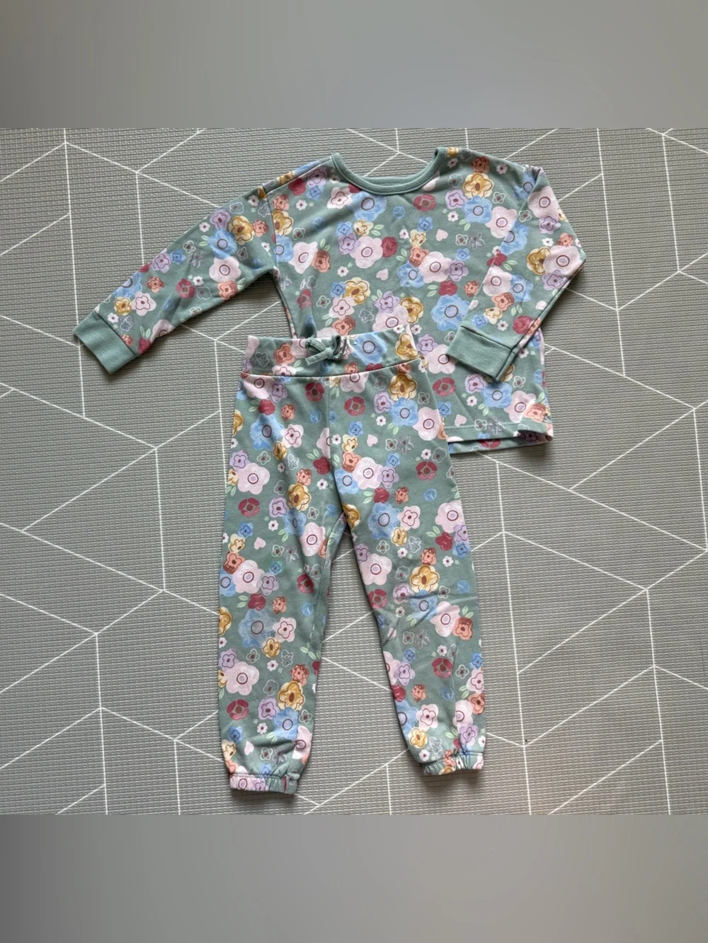 Gymboree|Baby girl/toddler matching set in Mint Floral-Multicolor Flower Print•